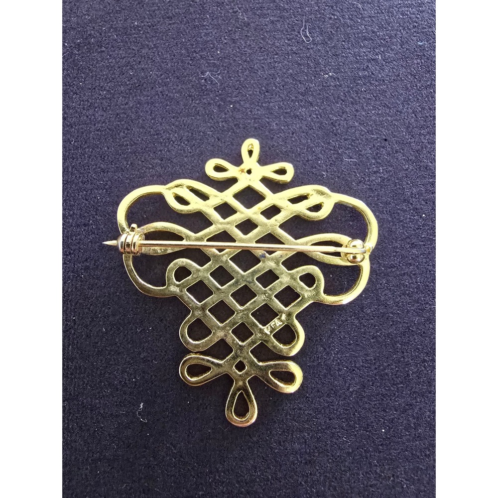 MFA Museum of Fine Arts Gold Tone Celtic Knot Lattice Openwork Brooch Pin